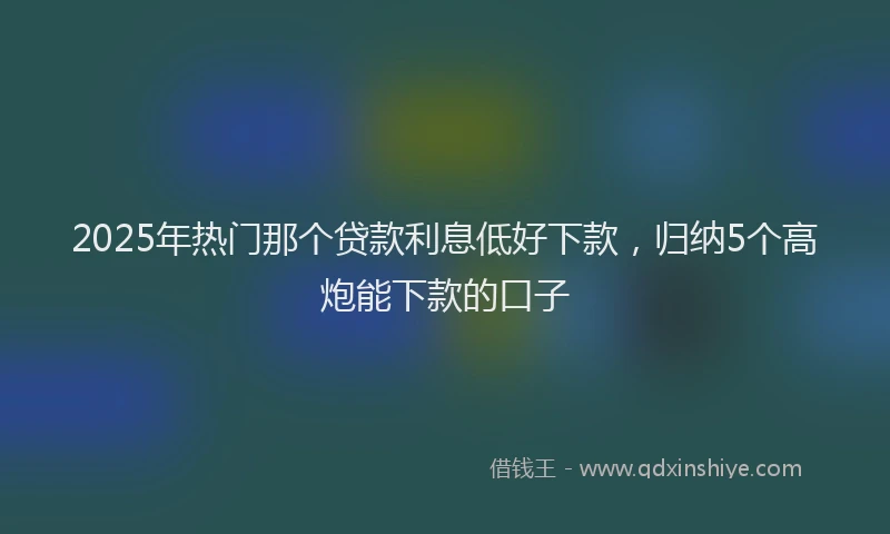 2025年热门那个贷款利息低好下款，归纳5个高炮能下款的口子