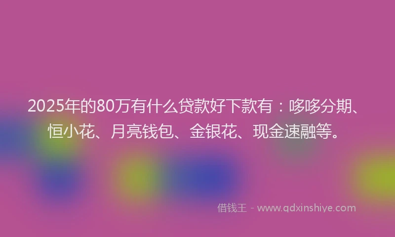 2025年的80万有什么贷款好下款有：哆哆分期、恒小花、月亮钱包、金银花、现金速融等。