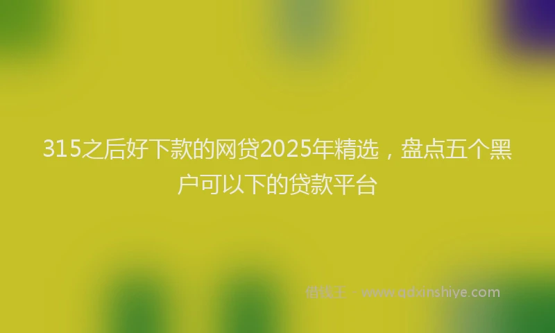 315之后好下款的网贷2025年精选，盘点五个黑户可以下的贷款平台