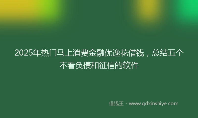 2025年热门马上消费金融优逸花借钱，总结五个不看负债和征信的软件