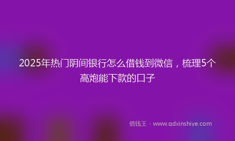 2025年热门阴间银行怎么借钱到微信，梳理5个高炮能下款的口子