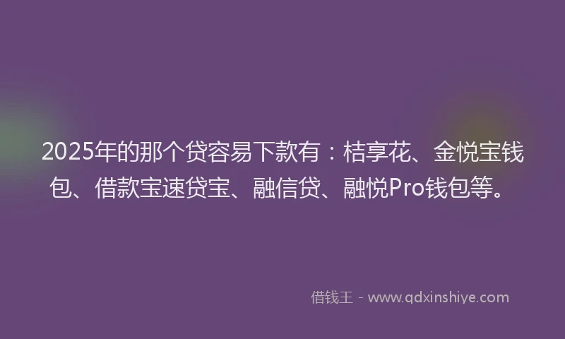2025年的那个贷容易下款有：桔享花、金悦宝钱包、借款宝速贷宝、融信贷、融悦Pro钱包等。