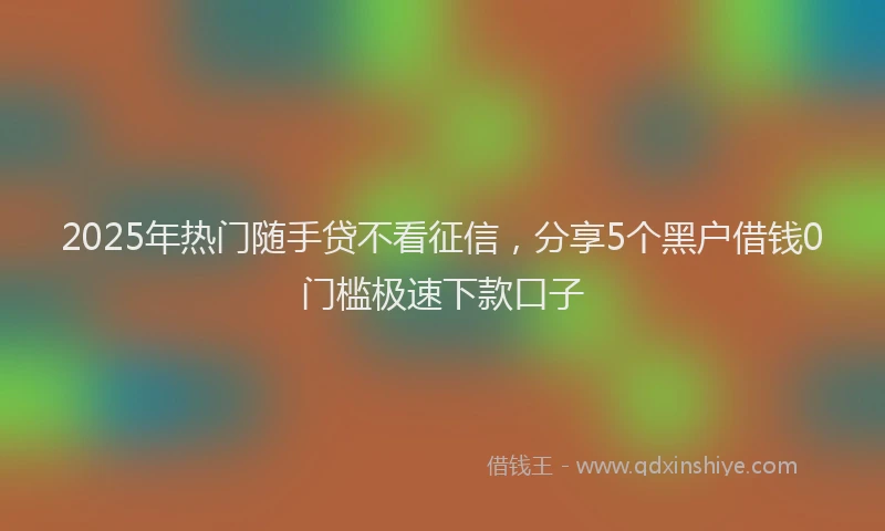 2025年热门随手贷不看征信,分享5个黑户借钱0门槛极速下款口子