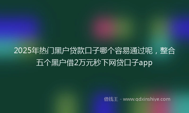 2025年热门黑户贷款口子哪个容易通过呢，整合五个黑户借2万元秒下网贷口子app