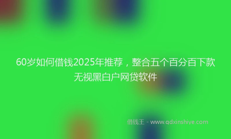 60岁如何借钱2025年推荐，整合五个百分百下款无视黑白户网贷软件