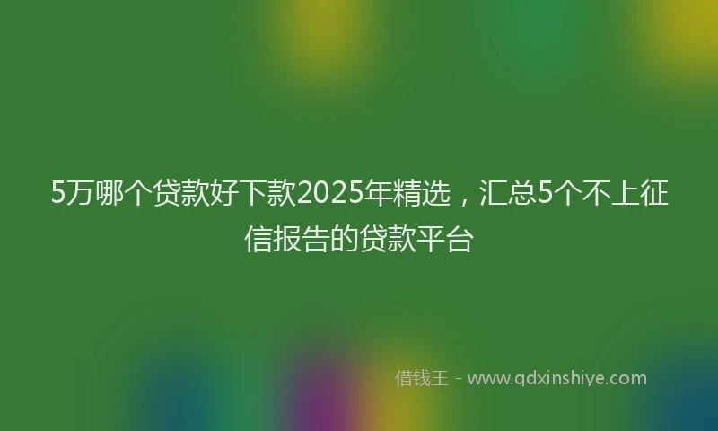 5万哪个贷款好下款2025年精选，汇总5个不上征信报告的贷款平台