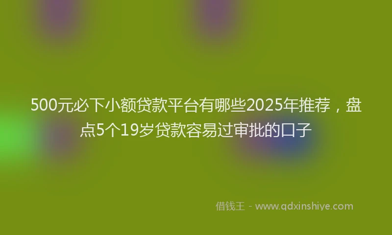 500元必下小额贷款平台有哪些2025年推荐，盘点5个19岁贷款容易过审批的口子