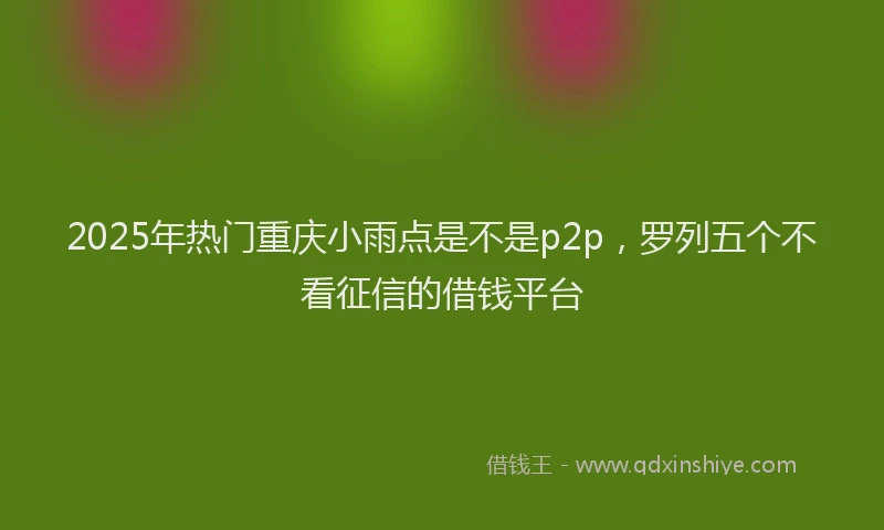 2025年热门重庆小雨点是不是p2p，罗列五个不看征信的借钱平台