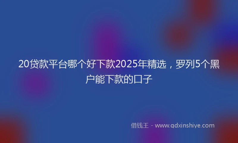 20贷款平台哪个好下款2025年精选，罗列5个黑户能下款的口子