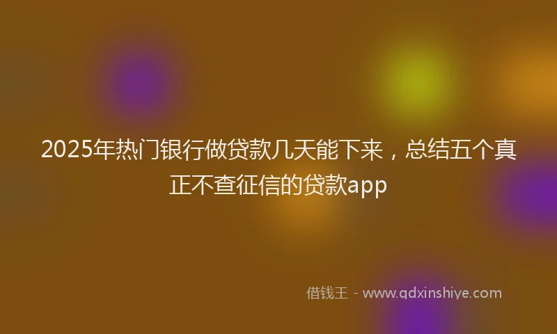 2025年热门银行做贷款几天能下来，总结五个真正不查征信的贷款app