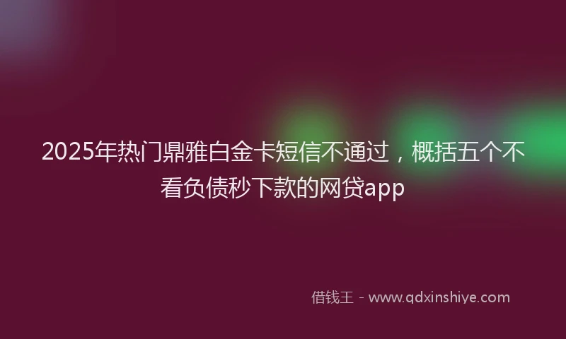 2025年热门鼎雅白金卡短信不通过,概括五个不看负债秒下款的网贷app