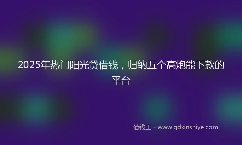 2025年热门阳光贷借钱，归纳五个高炮能下款的平台