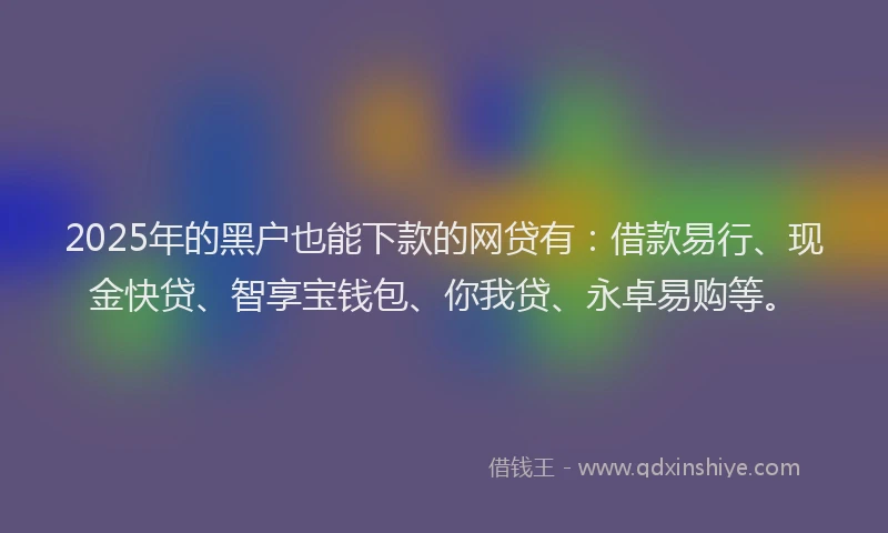 2025年的黑户也能下款的网贷有：借款易行、现金快贷、智享宝钱包、你我贷、永卓易购等。
