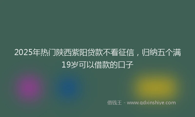 2025年热门陕西紫阳贷款不看征信，归纳五个满19岁可以借款的口子