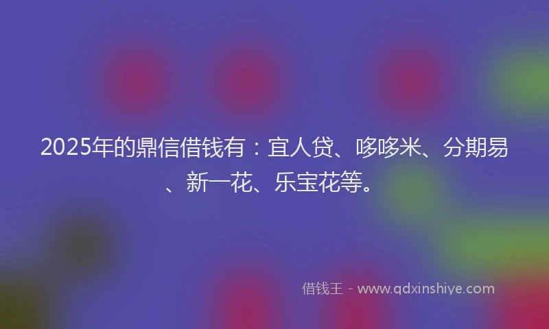2025年的鼎信借钱有：宜人贷、哆哆米、分期易、新一花、乐宝花等。