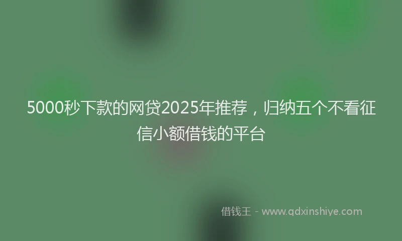 5000秒下款的网贷2025年推荐，归纳五个不看征信小额借钱的平台