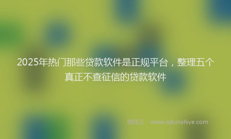 2025年热门那些贷款软件是正规平台，整理五个真正不查征信的贷款软件