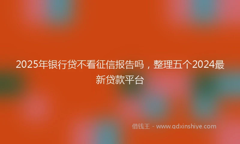 2025年银行贷不看征信报告吗，整理五个2024最新贷款平台