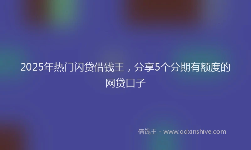 2025年热门闪贷借钱王，分享5个分期有额度的网贷口子