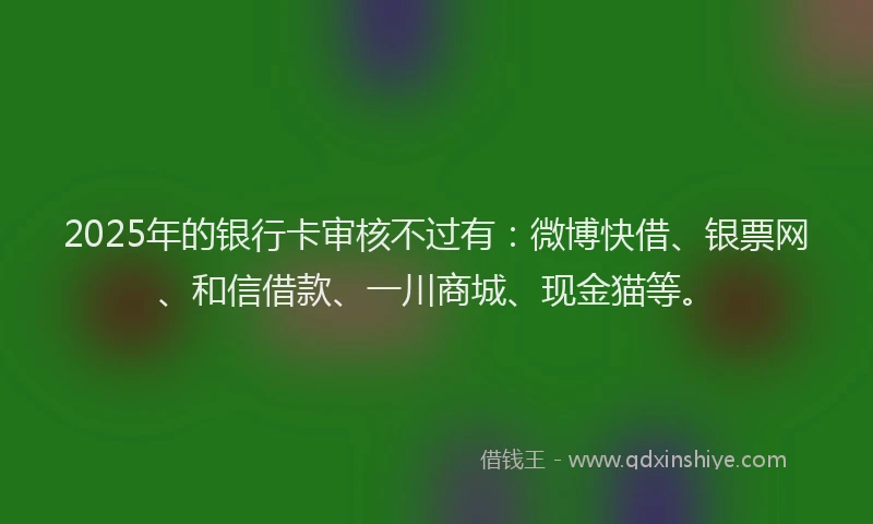 2025年的银行卡审核不过有：微博快借、银票网、和信借款、一川商城、现金猫等。