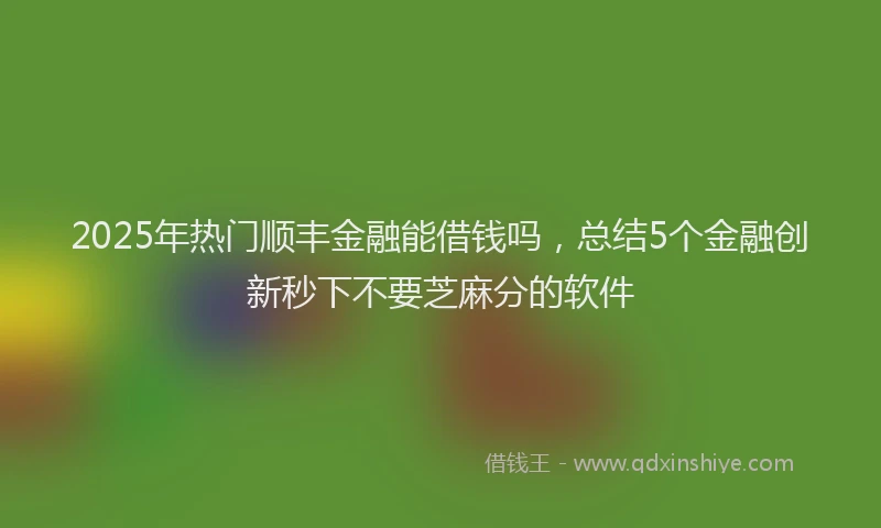 2025年热门顺丰金融能借钱吗，总结5个金融创新秒下不要芝麻分的软件