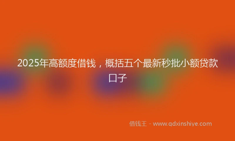 2025年高额度借钱，概括五个最新秒批小额贷款口子