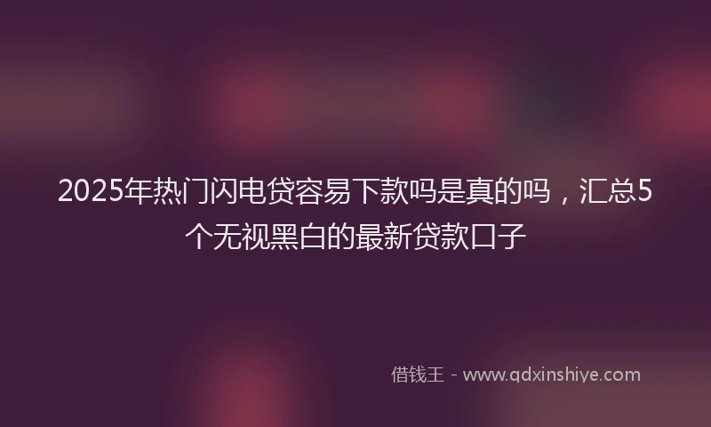 2025年热门闪电贷容易下款吗是真的吗，汇总5个无视黑白的最新贷款口子