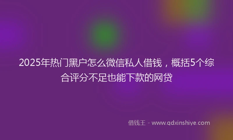 2025年热门黑户怎么微信私人借钱，概括5个综合评分不足也能下款的网贷