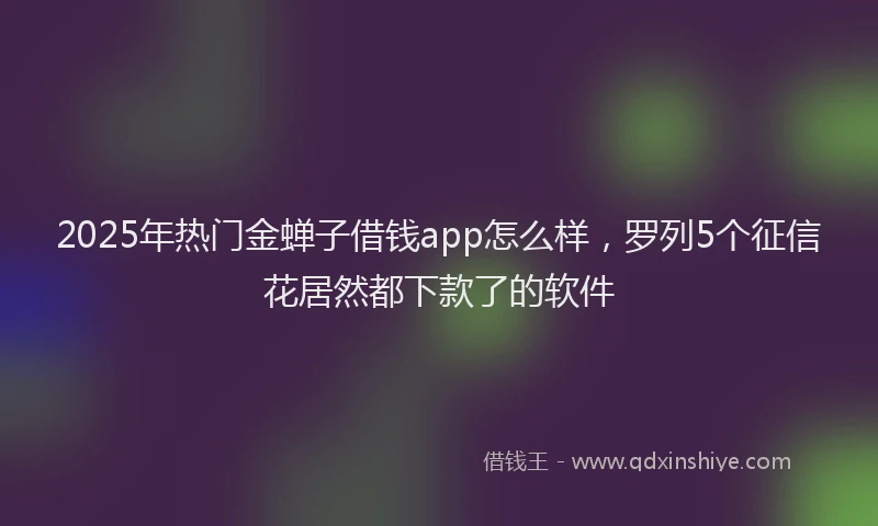 2025年热门金蝉子借钱app怎么样，罗列5个征信花居然都下款了的软件