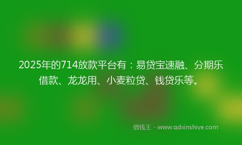 2025年的714放款平台有：易贷宝速融、分期乐借款、龙龙用、小麦粒贷、钱贷乐等。
