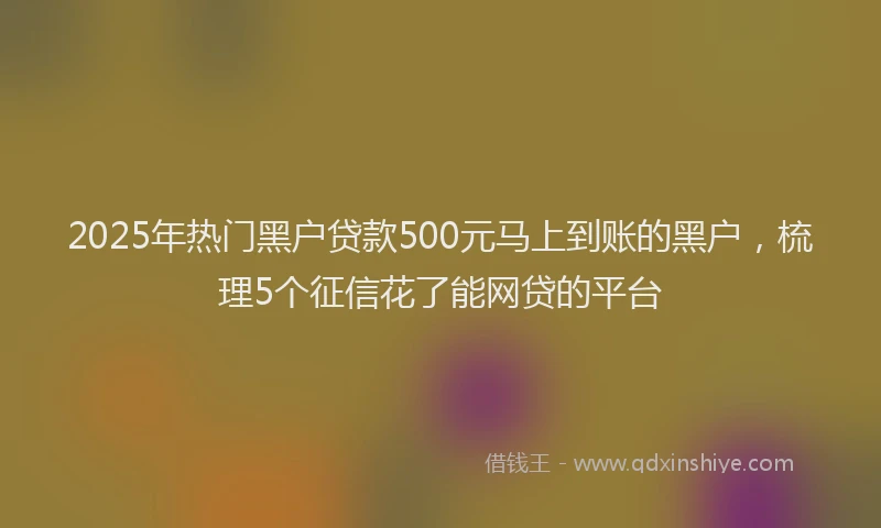 2025年热门黑户贷款500元马上到账的黑户，梳理5个征信花了能网贷的平台
