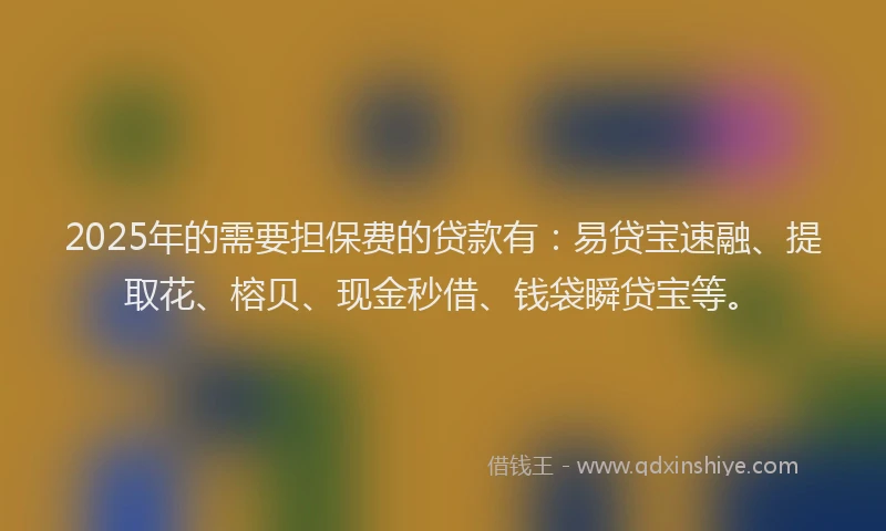 2025年的需要担保费的贷款有：易贷宝速融、提取花、榕贝、现金秒借、钱袋瞬贷宝等。