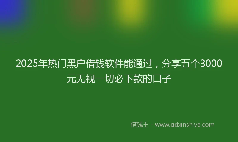 2025年热门黑户借钱软件能通过，分享五个3000元无视一切必下款的口子