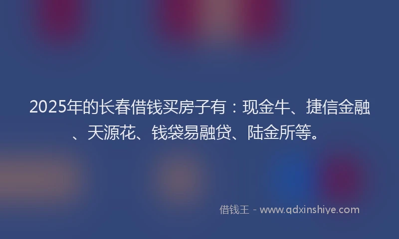 2025年的长春借钱买房子有：现金牛、捷信金融、天源花、钱袋易融贷、陆金所等。
