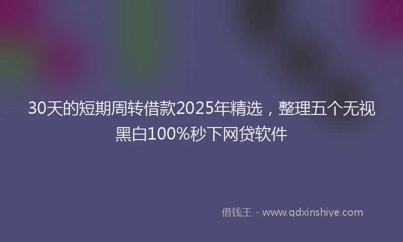 30天的短期周转借款2025年精选,整理五个无视黑白100%秒下网贷软件