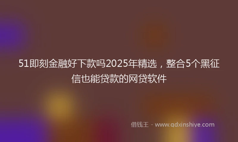 51即刻金融好下款吗2025年精选，整合5个黑征信也能贷款的网贷软件