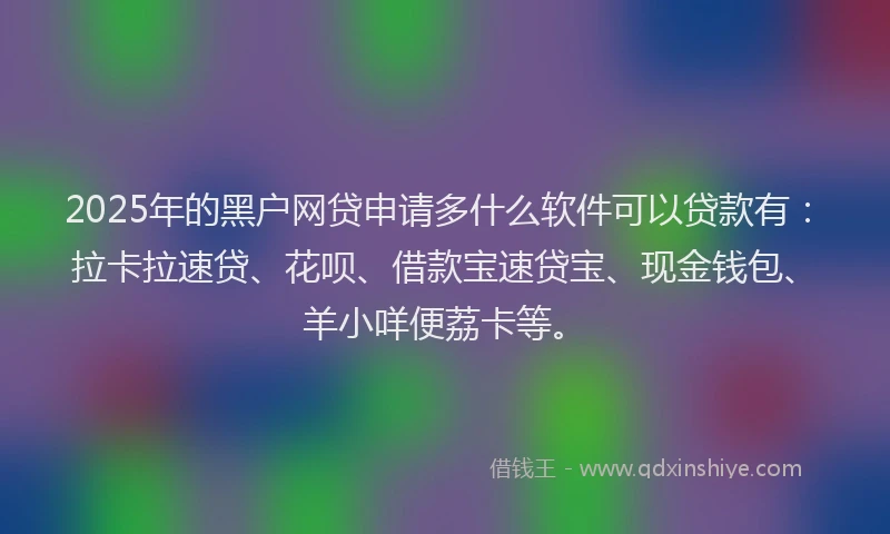 2025年的黑户网贷申请多什么软件可以贷款有:拉卡拉速贷、花呗、借款宝速贷宝、现金钱包、羊小咩便荔卡等。