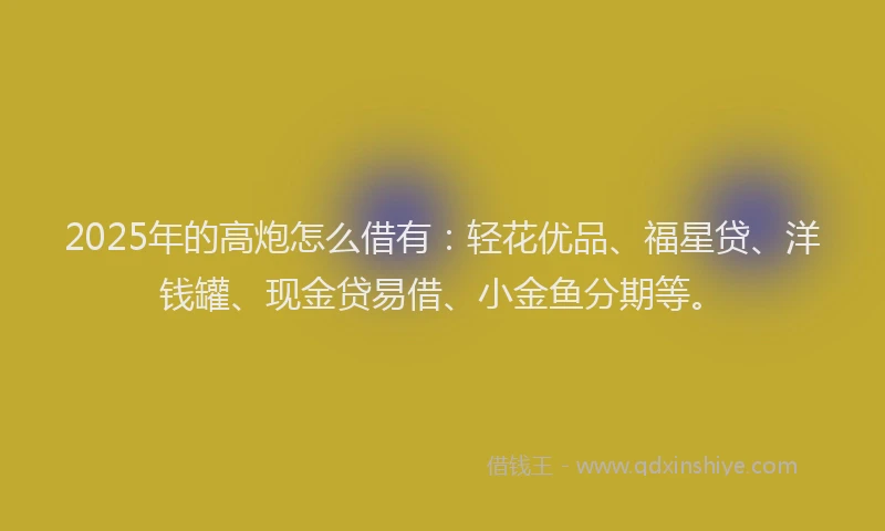 2025年的高炮怎么借有：轻花优品、福星贷、洋钱罐、现金贷易借、小金鱼分期等。