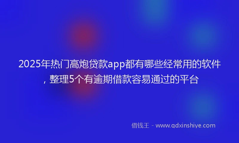 2025年热门高炮贷款app都有哪些经常用的软件，整理5个有逾期借款容易通过的平台