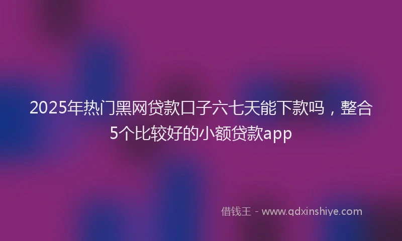 2025年热门黑网贷款口子六七天能下款吗，整合5个比较好的小额贷款app