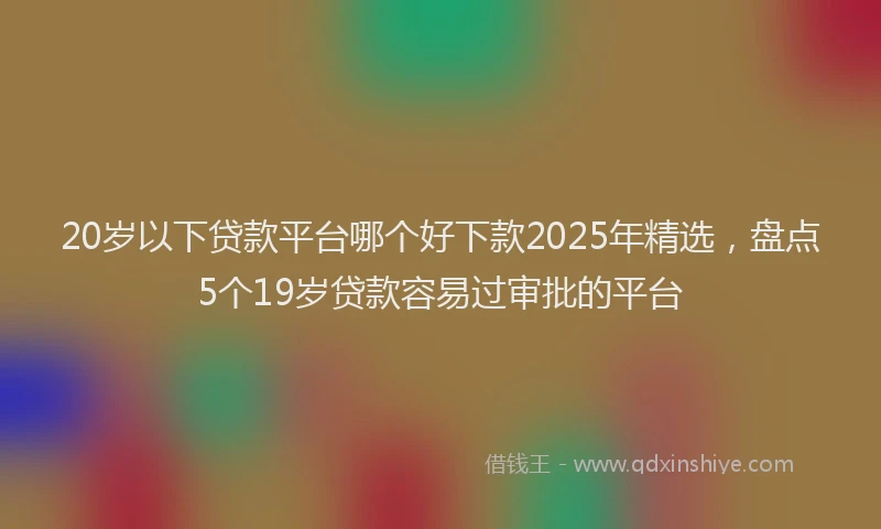 20岁以下贷款平台哪个好下款2025年精选，盘点5个19岁贷款容易过审批的平台