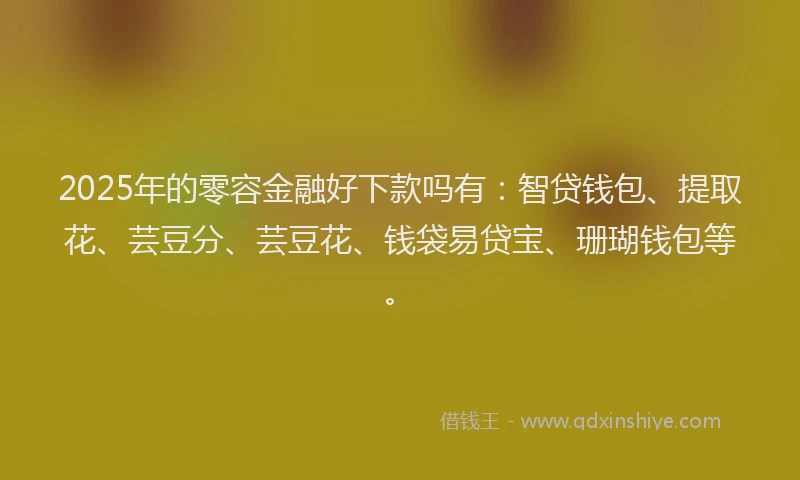 2025年的零容金融好下款吗有：智贷钱包、提取花、芸豆分、芸豆花、钱袋易贷宝、珊瑚钱包等。