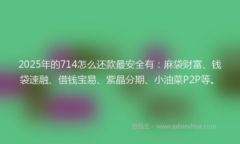 2025年的714怎么还款最安全有：麻袋财富、钱袋速融、借钱宝易、紫晶分期、小油菜P2P等。