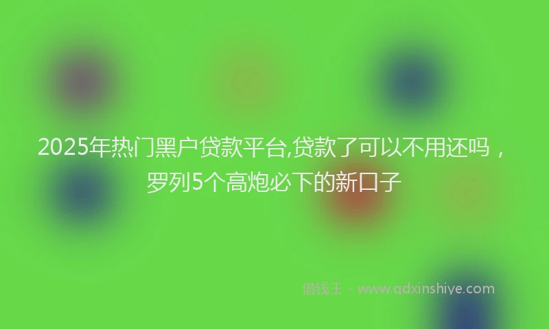 2025年热门黑户贷款平台,贷款了可以不用还吗，罗列5个高炮必下的新口子