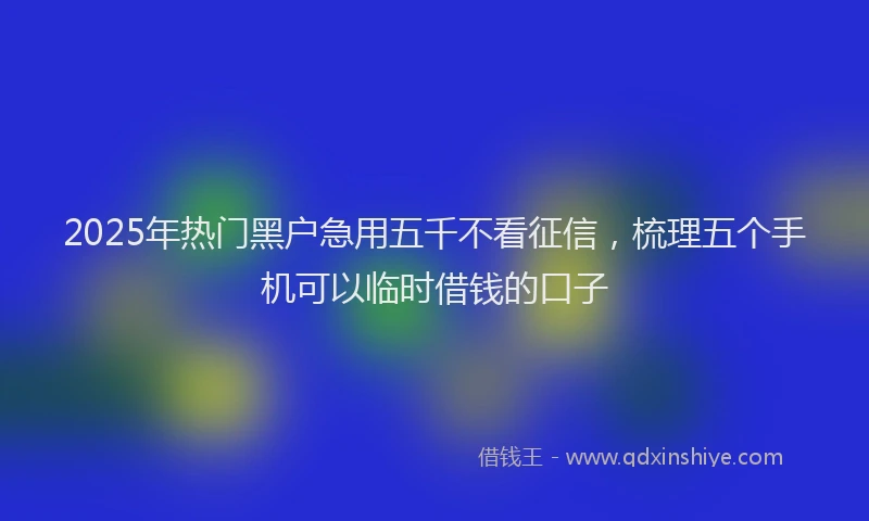 2025年热门黑户急用五千不看征信，梳理五个手机可以临时借钱的口子