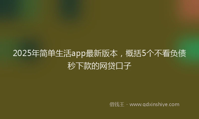 2025年简单生活app最新版本，概括5个不看负债秒下款的网贷口子
