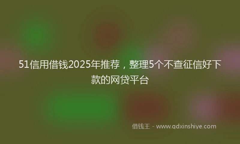 51信用借钱2025年推荐，整理5个不查征信好下款的网贷平台