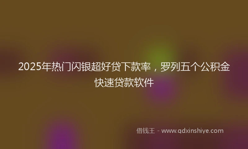 2025年热门闪银超好贷下款率,罗列五个公积金快速贷款软件