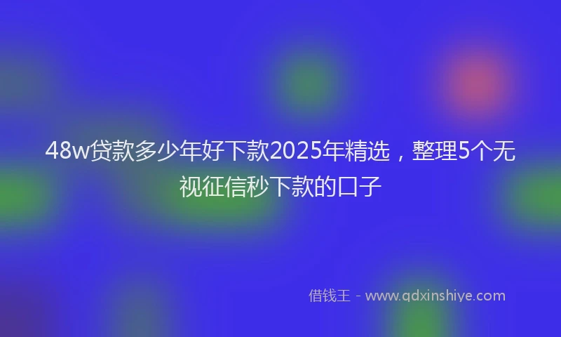 48w贷款多少年好下款2025年精选，整理5个无视征信秒下款的口子