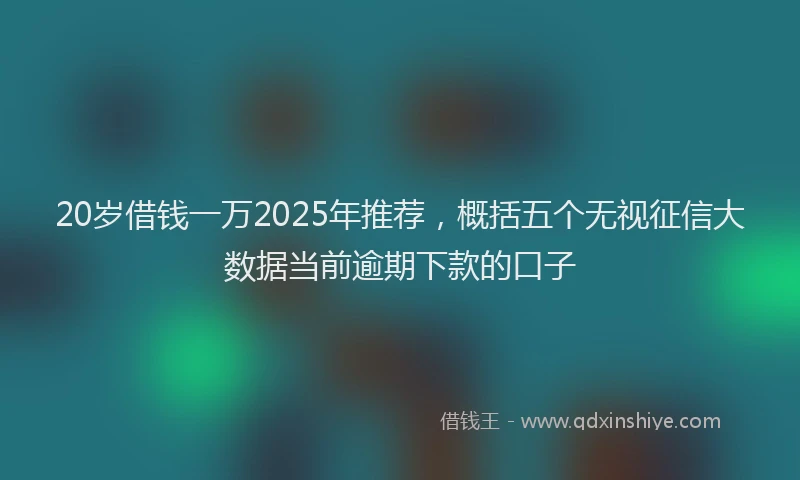 20岁借钱一万2025年推荐，概括五个无视征信大数据当前逾期下款的口子